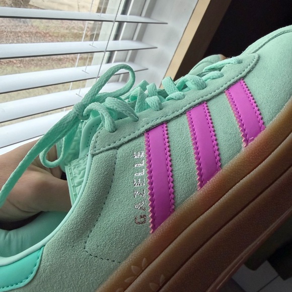 Adidas Women's Gazelle Mint and Pink Sneakers - Picture 2 of 5